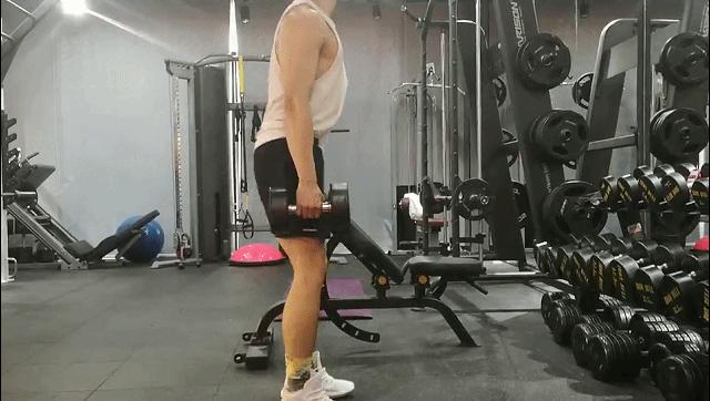 100斤瘦子增肌哑铃训练,哑铃垫高蹲练大腿内侧增肌