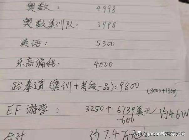 家长挥泪晒数万元暑期账单,家长晒账单