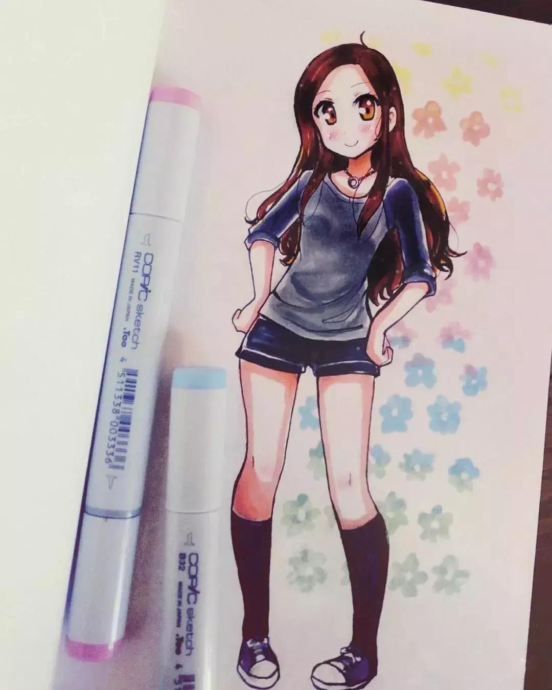 可爱动漫人物手绘马克笔,马克笔好看的动漫人物