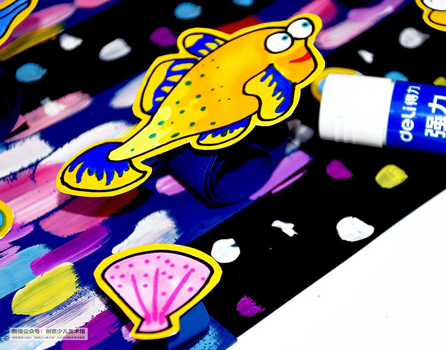 儿童画鱼儿创意画视频,创意儿童画横构图