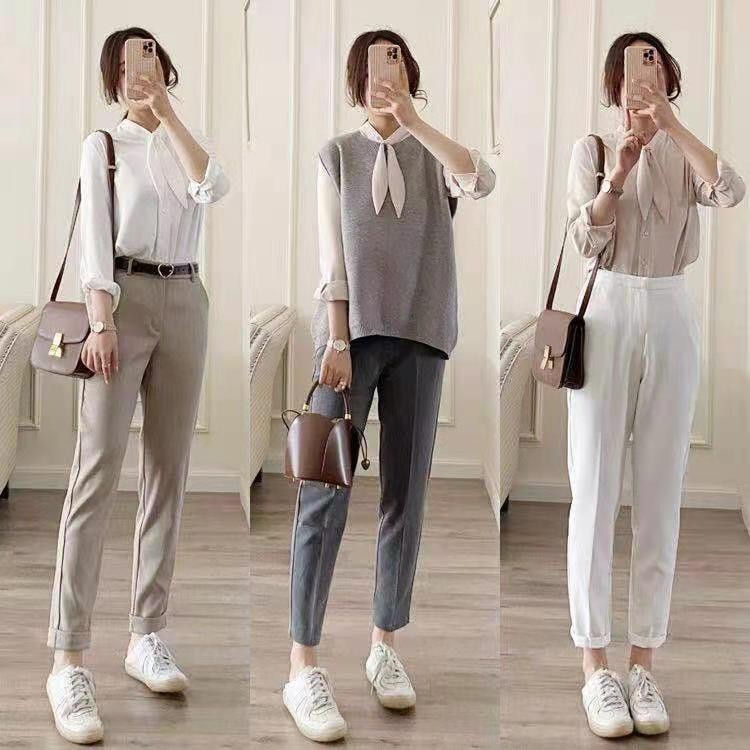 职场女夏季干练长裤穿搭,职场气质干练御姐范女装长裤