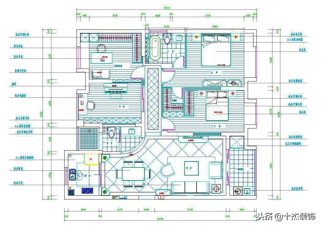 亲子豪宅样板房,128平米3室2厅装修效果图