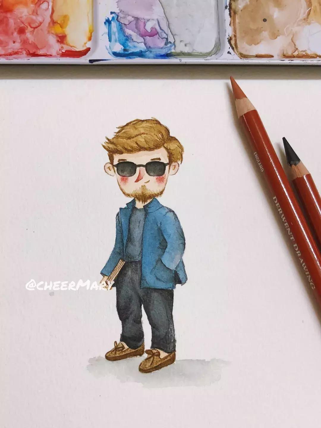 简笔画可爱小人插画,超萌可爱的插画小人