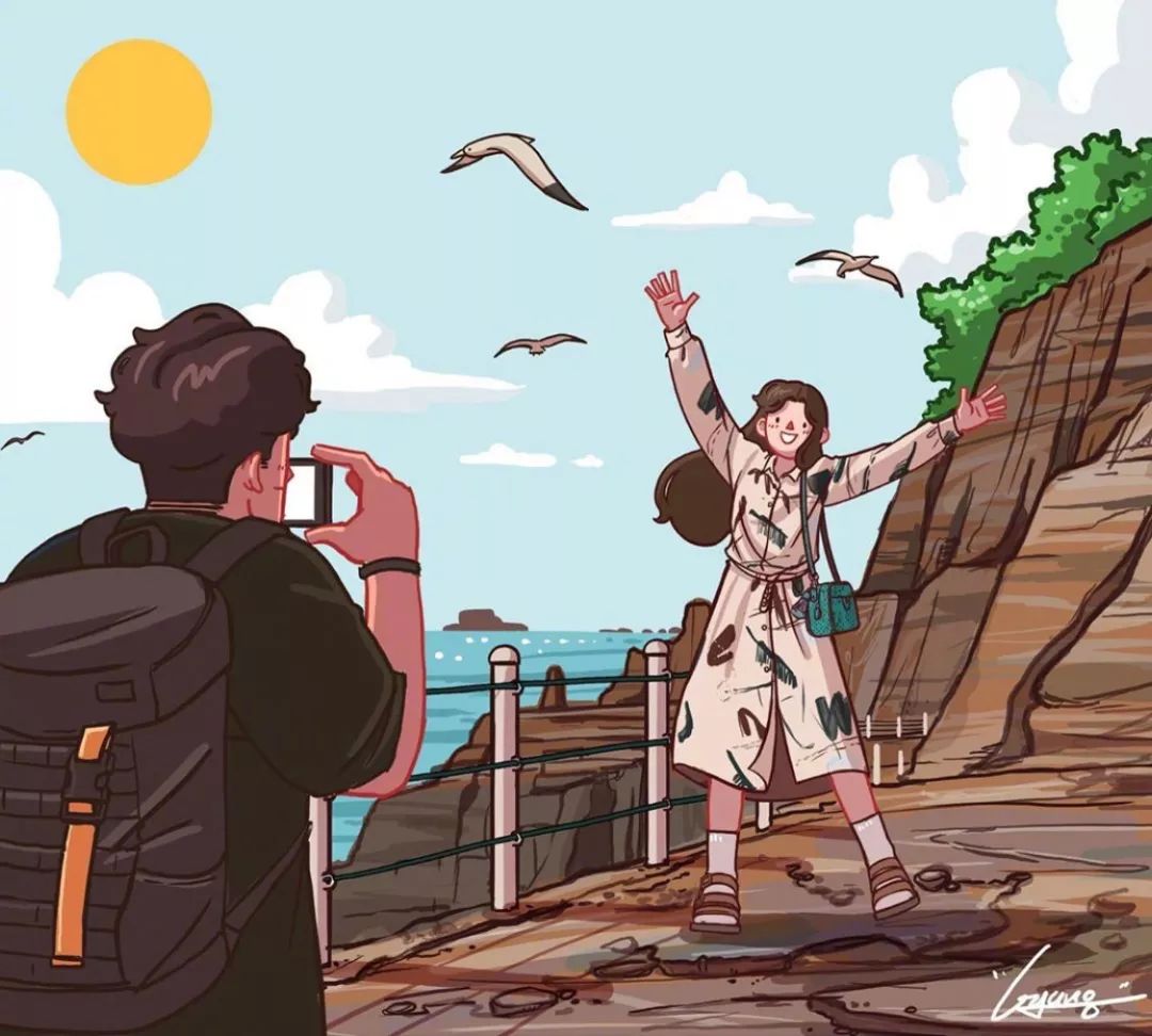 情侣日常手绘插画日记,手绘给女朋友的手账画