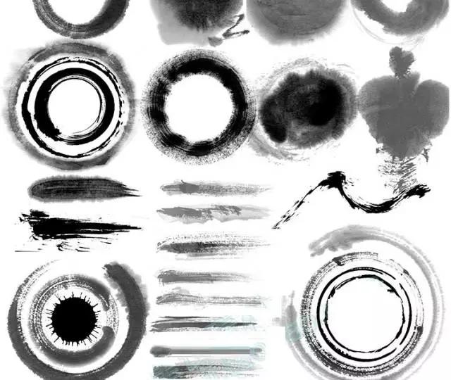 水墨笔刷免抠图,110款中国风水墨ps笔刷