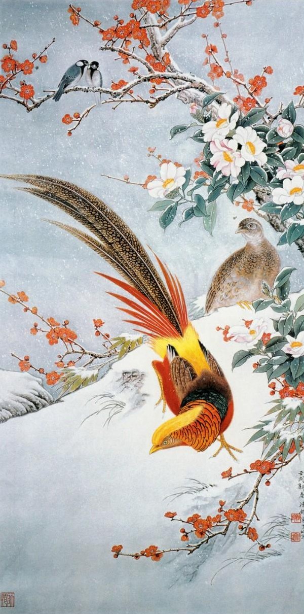 中国风山水画中的雪景,中国画雪景山水画