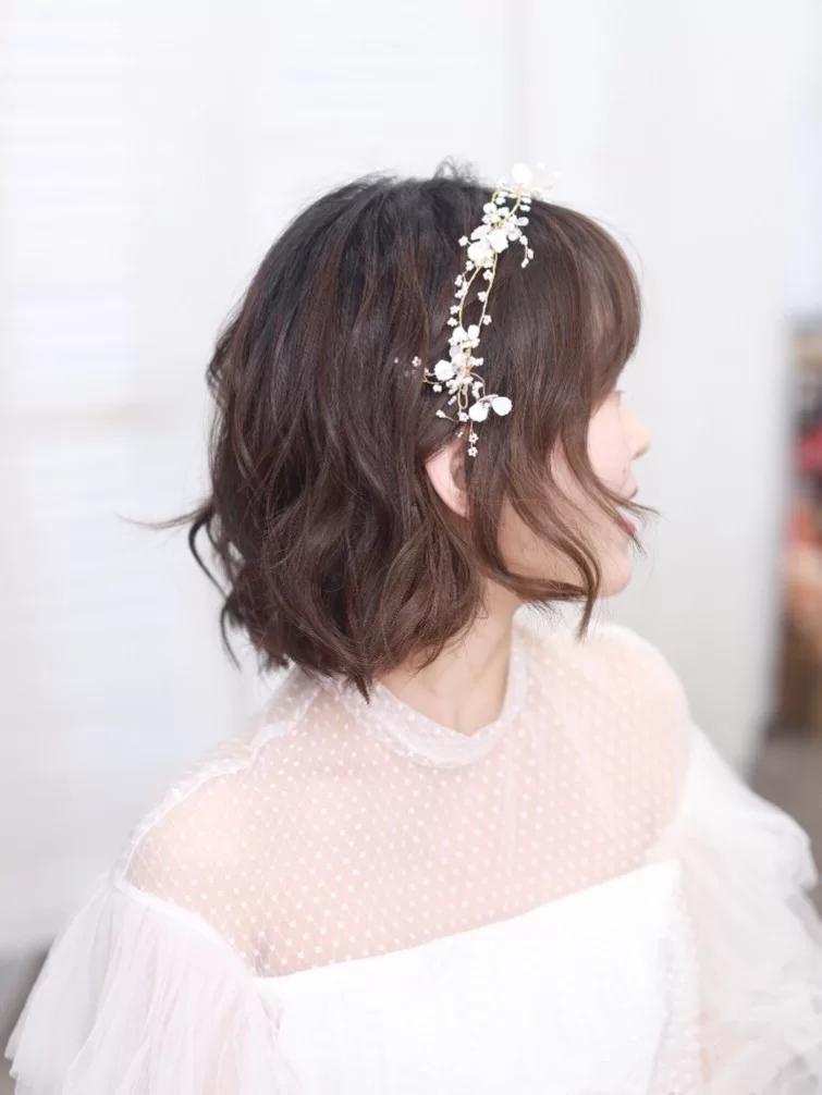 短发控发型图片,韩式简约新娘短发造型