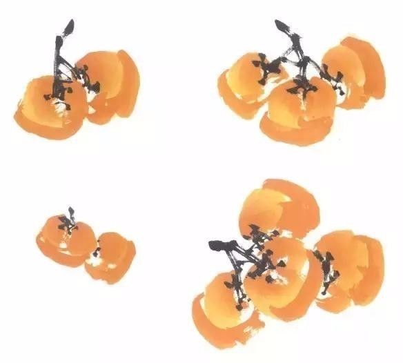 写意柿子叶的画法步骤图,徐湛写意柿子的画法