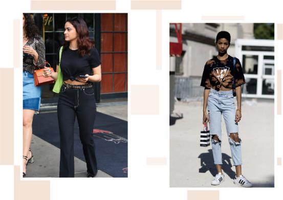 宽松t恤怎么塞衣角复古穿搭,韩版百搭t恤衣角打结神器收腰