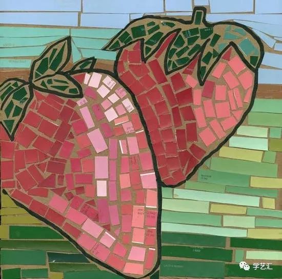 瓷砖拼贴马赛克效果图片大全,卡纸马赛克拼贴梵高向日葵画教程