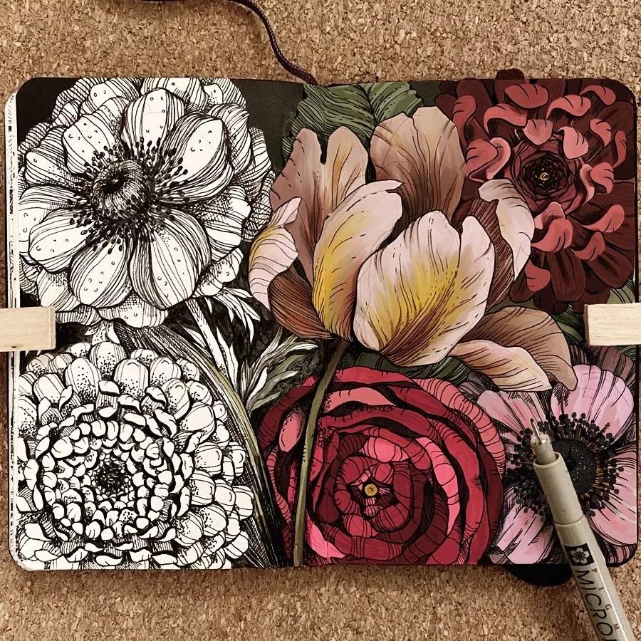 一看就懂的针管简笔画,针管笔入门手绘1000例临摹图