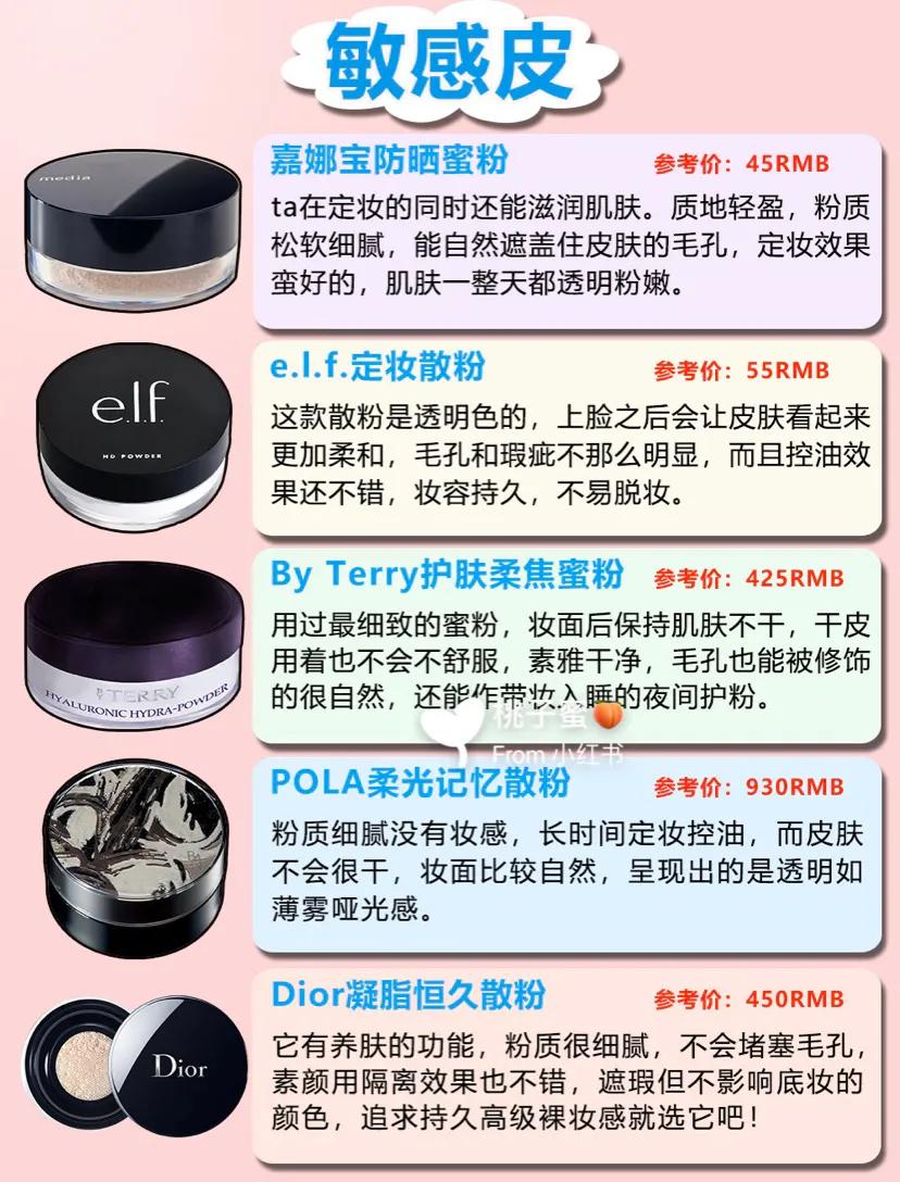 油皮敏感肌用什么散粉,散粉油皮敏感肌不卡粉