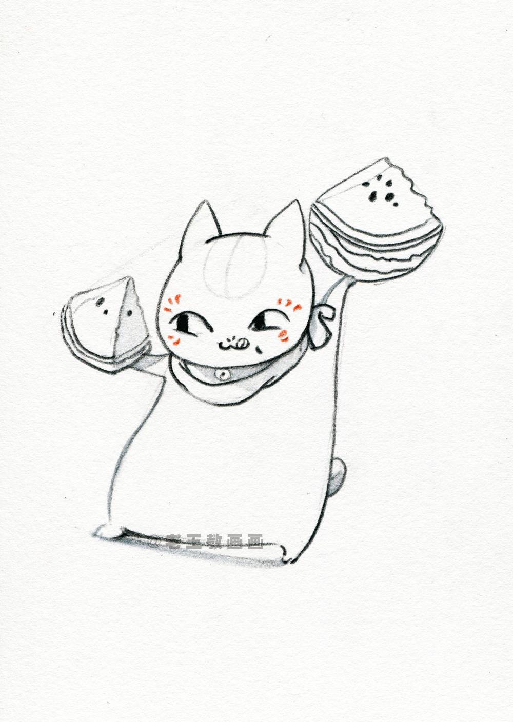 夏目友人帐猫咪老师简笔画,夏目的猫咪老师怎么画