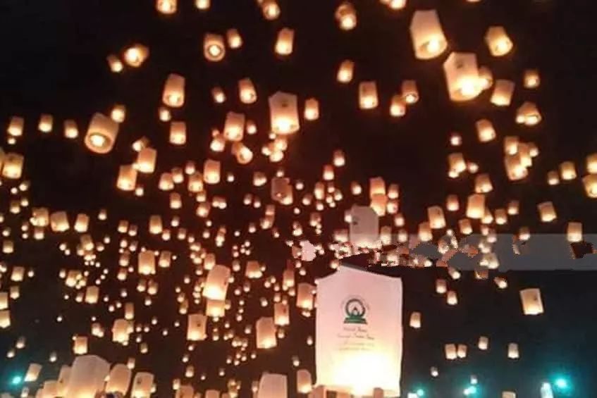 缅甸超大孔明灯,缅甸放飞孔明灯