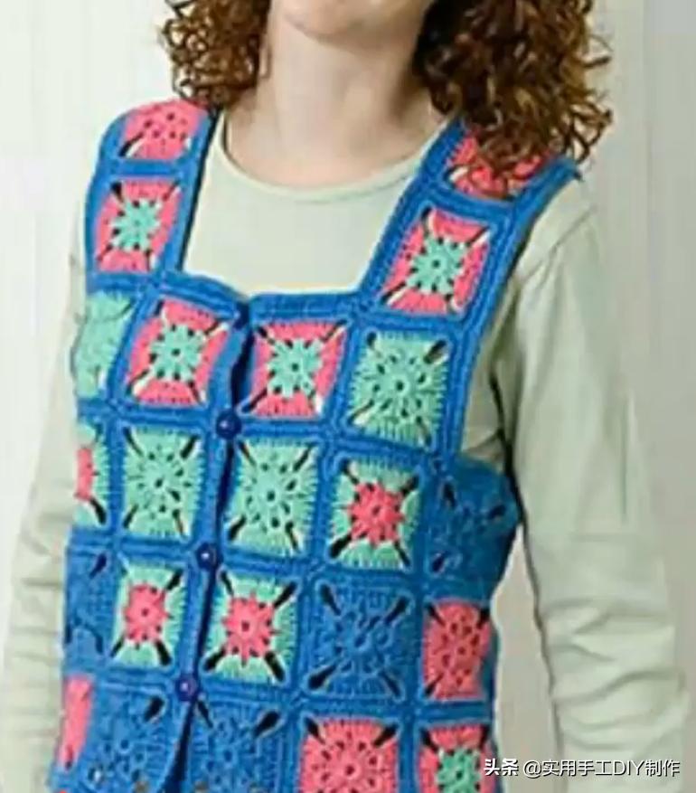 祖母方格编织长款外套教程,针织作品70款简约