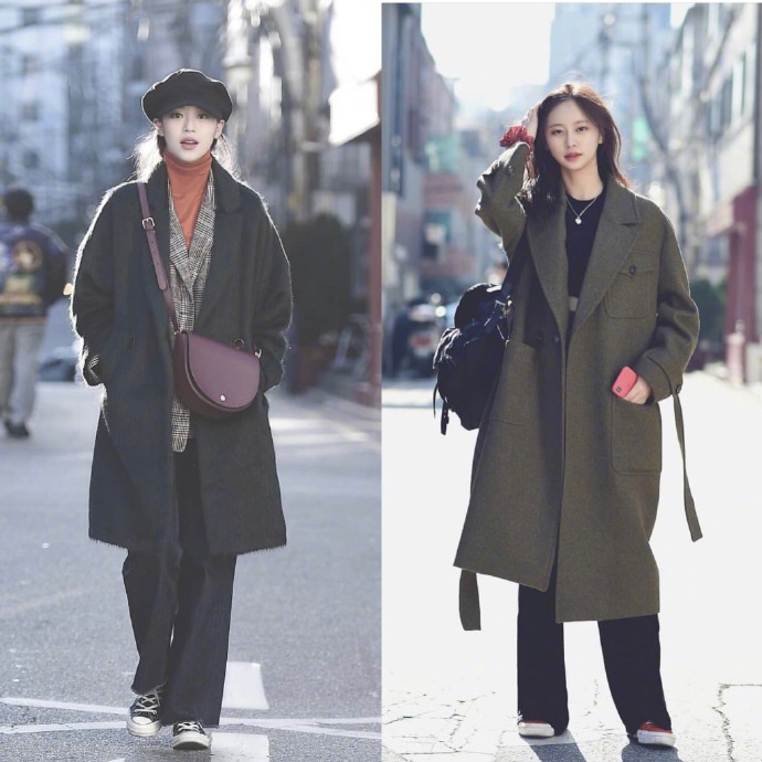 韩国美女明星春季街拍穿搭,一位韩国大妈的街拍穿搭简单