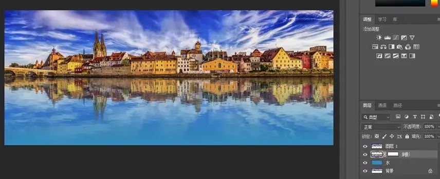 PS教程：“PS学得好，别墅靠大海”合成逼真水中倒影效果