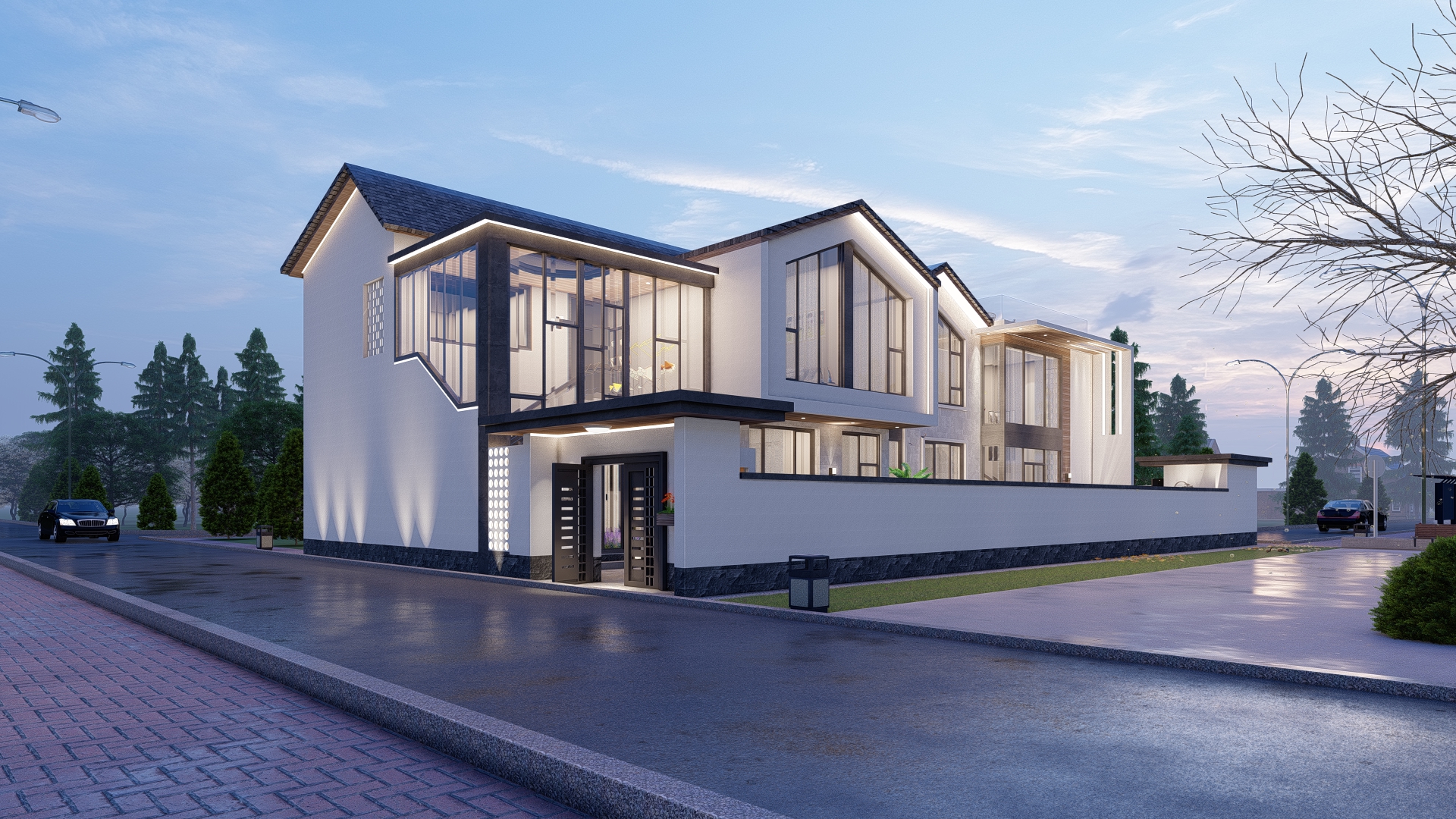 兄弟双拼别墅高大尚,9米开间兄弟双拼房实景图