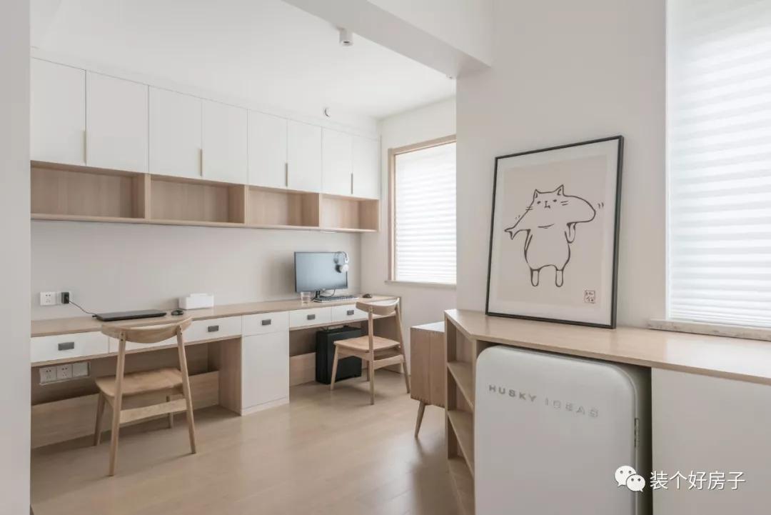 多功能开放式书房柜子,120平家庭隐藏式书房设计