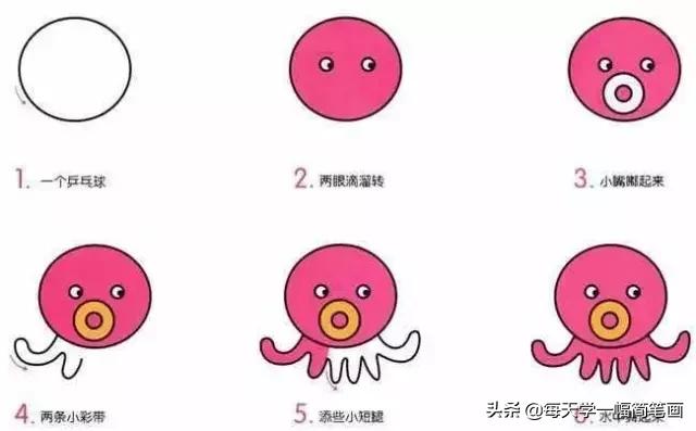 儿童海底动物简笔画大全简单,从海面到海底的简笔画