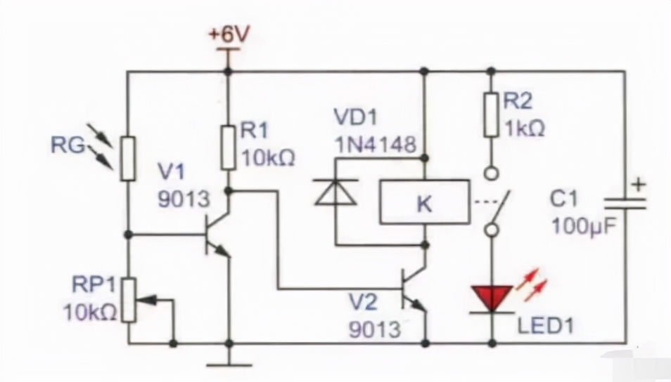 光控路灯电路图,简易光控电路图