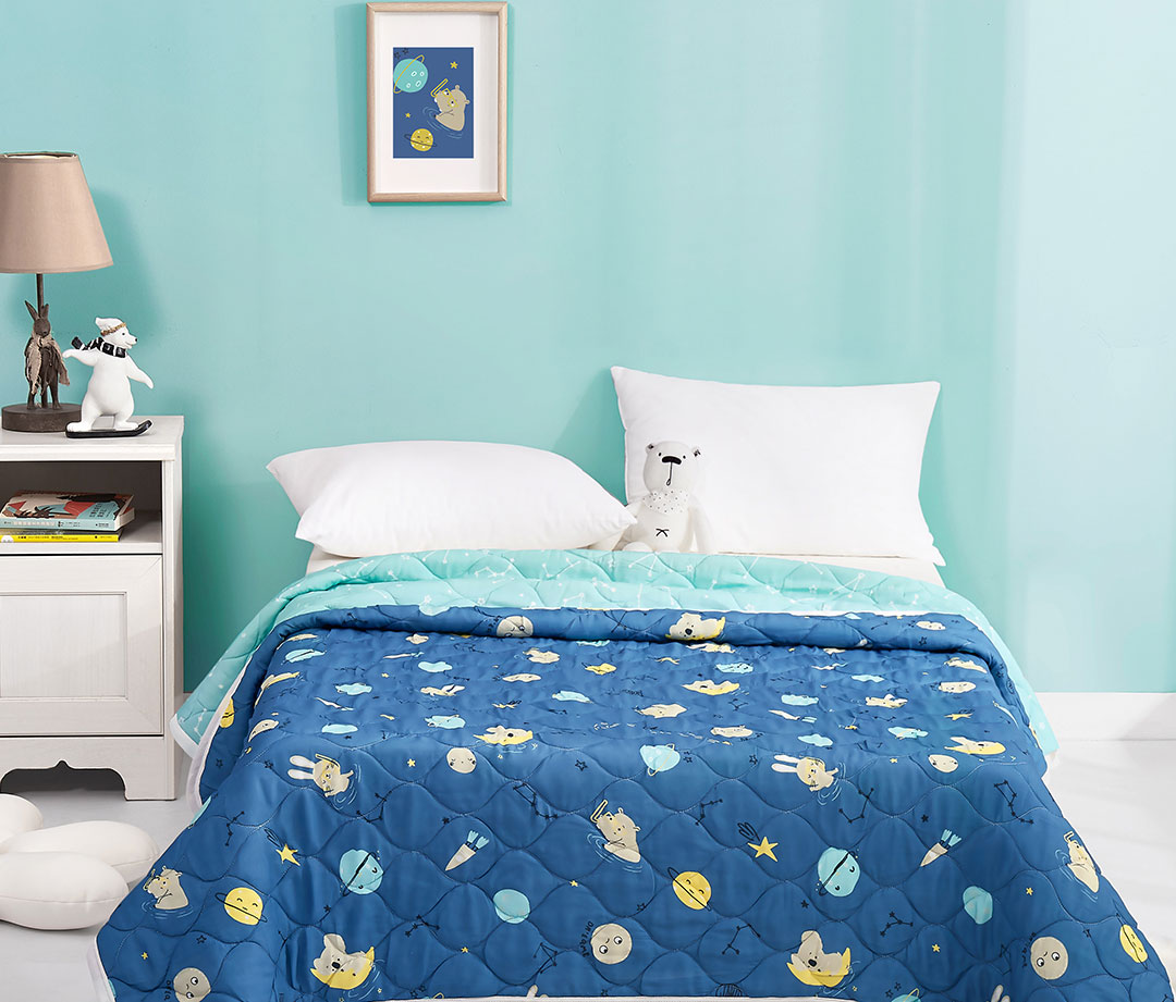 全棉手缝宝宝被子,绘睡儿童硅胶枕