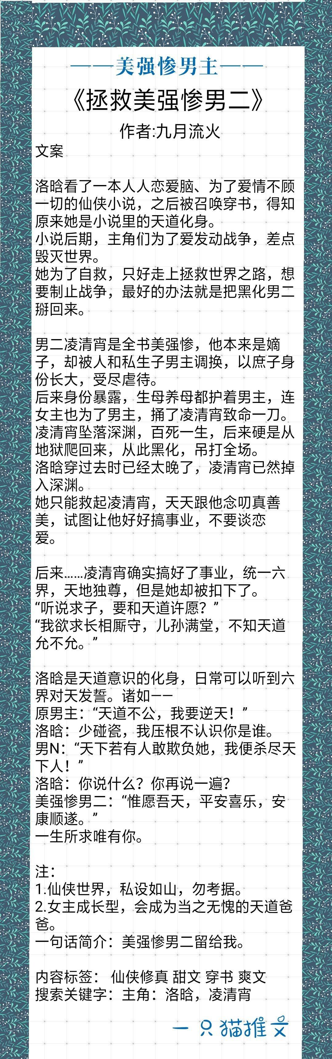 男主美强惨被女主救赎,男主美强惨女主治愈系的小说