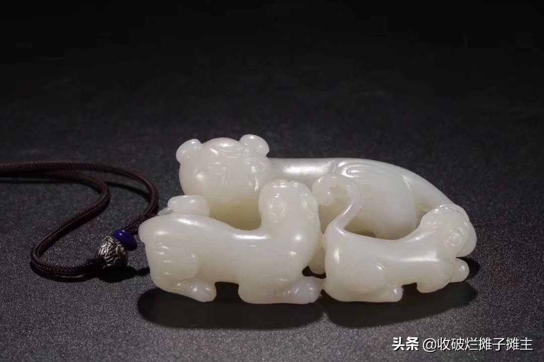 和田子母兽摆件尺寸,和田白玉龙龟子母兽