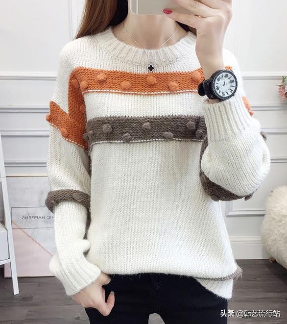 新款韩系秋冬针织毛衣,韩系软糯感浅蓝色针织毛衣