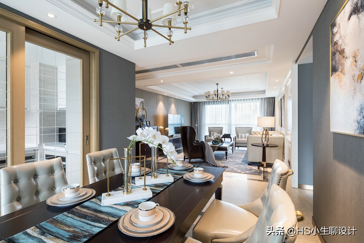 美式茶几电视柜效果图,带茶几高级沙发套全包