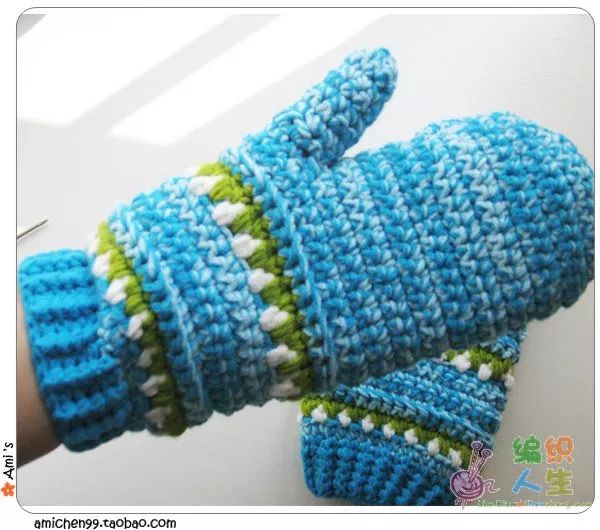 钩针编织手套的教程,男孩提花手套花样图案图解