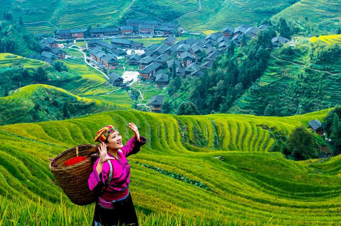 广西旅游龙脊梯田六月,嗨皮士皖南旅游