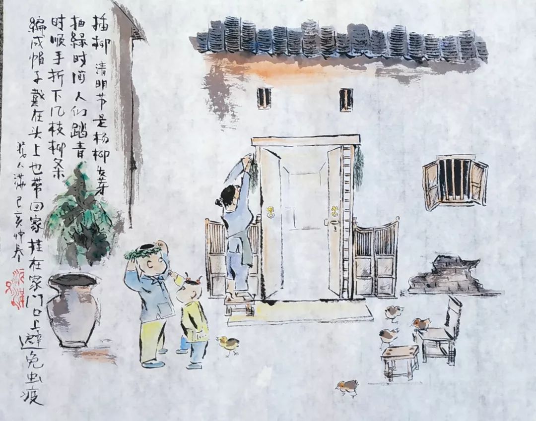 有关清明的山水画,中国风清明水墨画