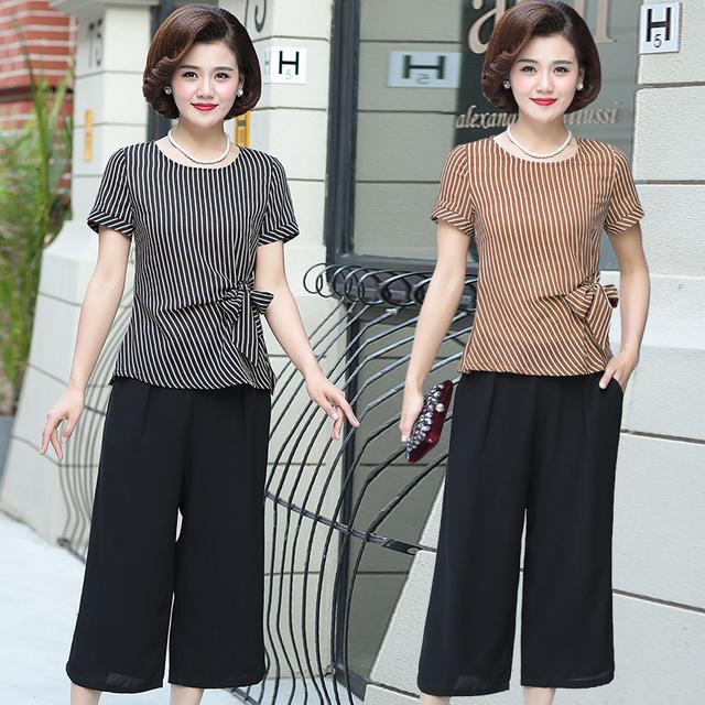 加大码妈妈阔腿裤夏装50-60岁新款,大码妈妈夏款阔腿裤2件套