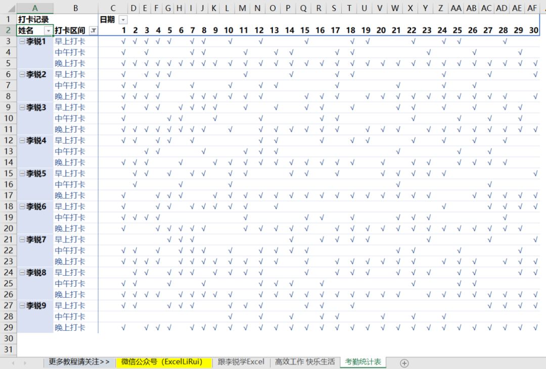 怎么把打卡记录做成31天考勤表,怎么根据打卡记录快速制作考勤