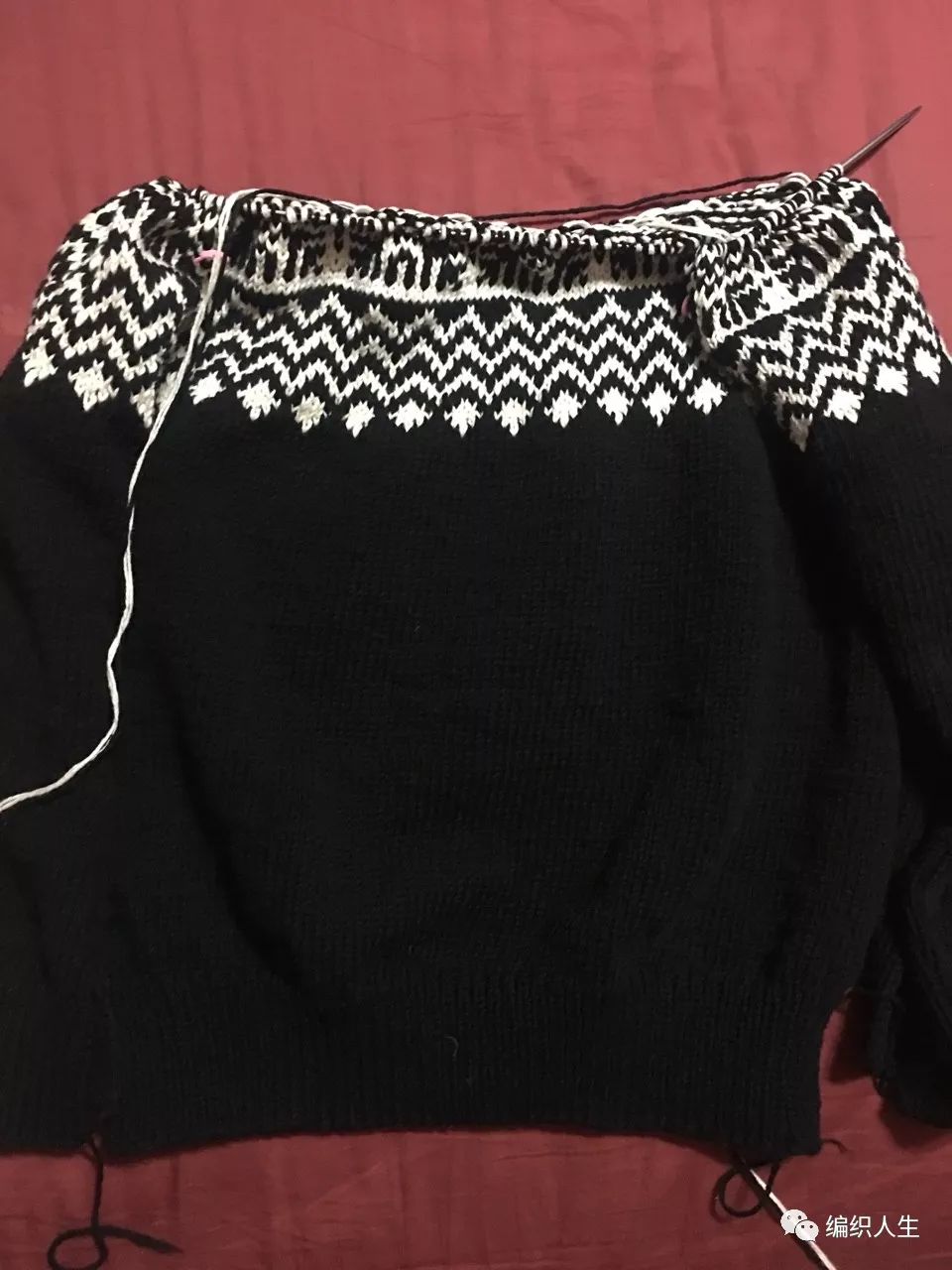 星空黑白提花毛衣编织图解,秋冬针织提花打底衫黑白