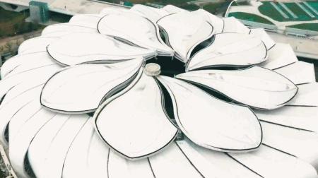 耗资11亿、重达1280吨、40米高空上的“莲花”建筑开花了！网友：扑面而来的中国风