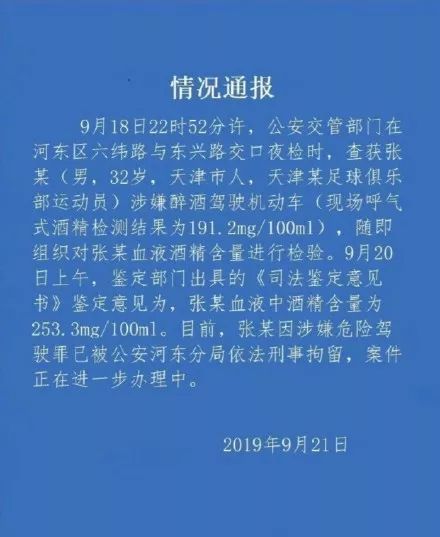 国足现役门将张鹭醉驾被刑拘!中国足协开出重磅罚单:“禁足”!
