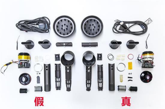 真假戴森卷发吹风机,假货戴森吹风机有没有logo违法吗