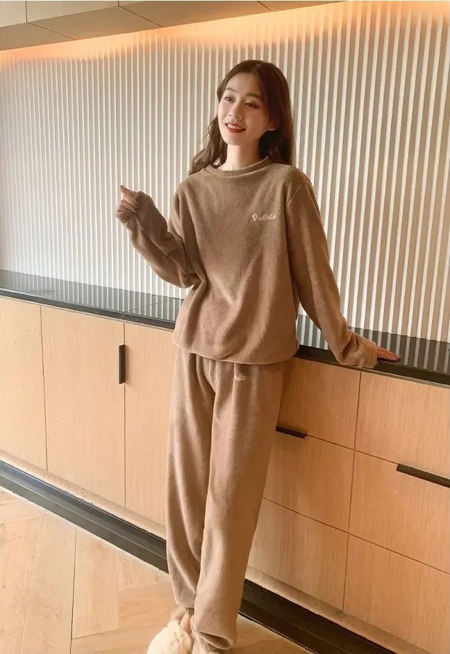 珊瑚绒睡衣冬季可外穿,双面珊瑚绒睡衣睡袍