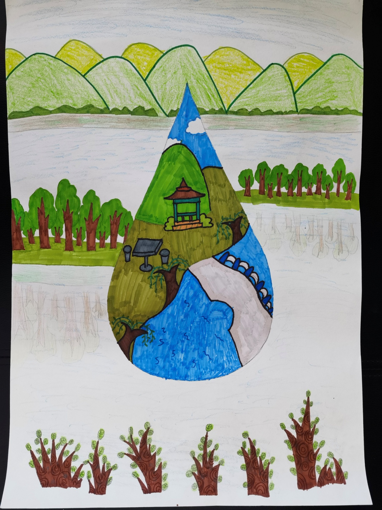 保护美丽河湖创建文明城市绘画,保护美丽河湖绘画大全五年级