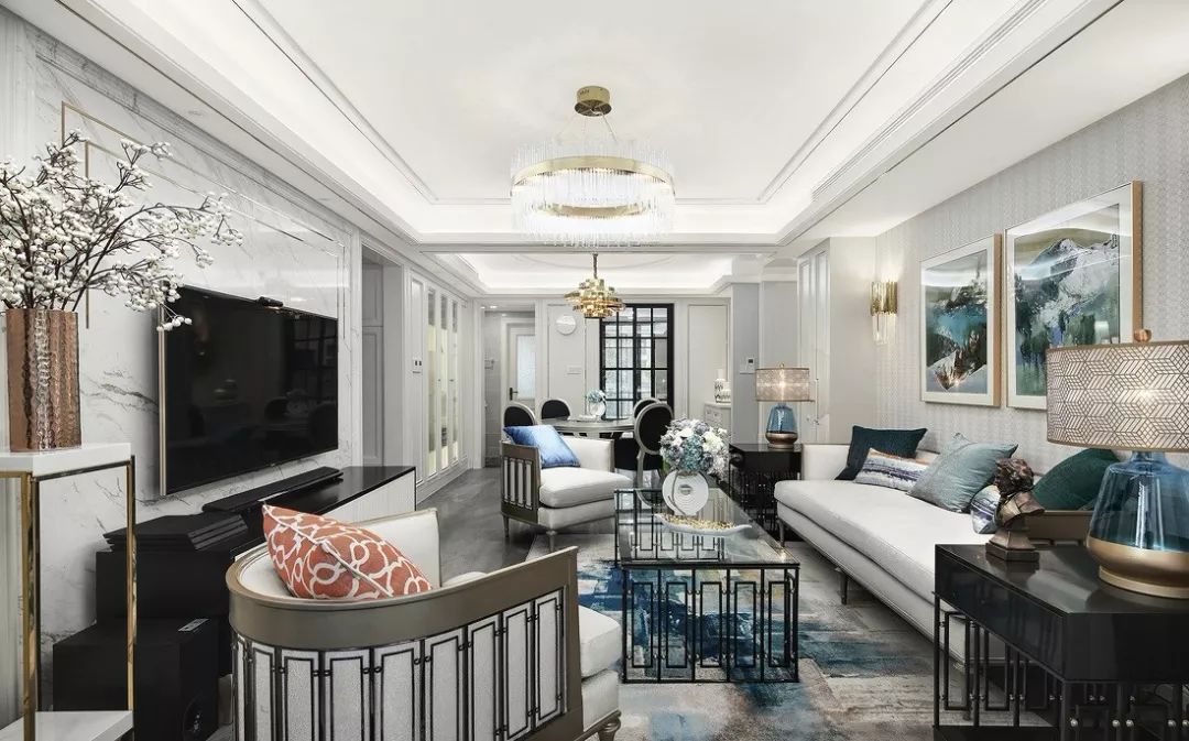 法式轻奢装修140平方横厅,145平法式轻奢风设计