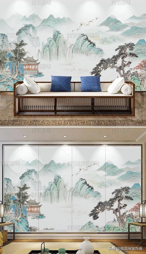 山水风景画背景墙雕刻,山水风景画背景墙寓意