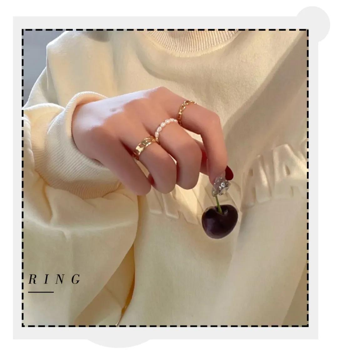 5元以下戒指ins小众冷淡高级感 (素款轻奢小众旋转戒指可调节)