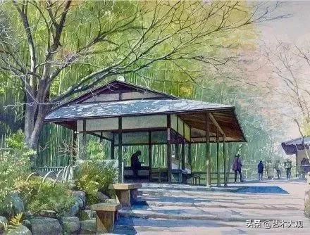 日本淡彩水彩画,日本富士山水彩画欣赏