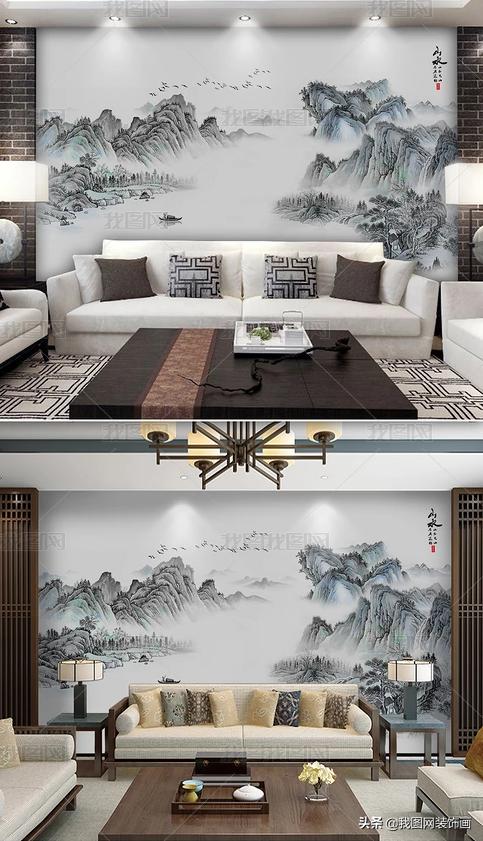 山水风景画背景墙雕刻,山水风景画背景墙寓意