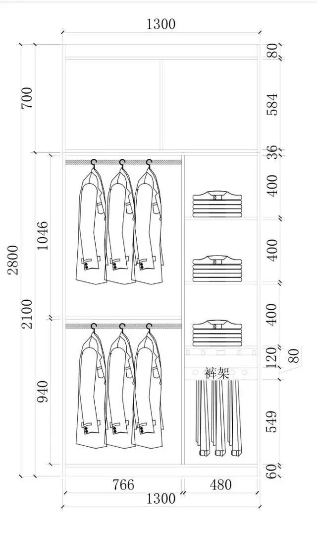 1.3米衣柜格局设计图,1米3衣柜布局设计