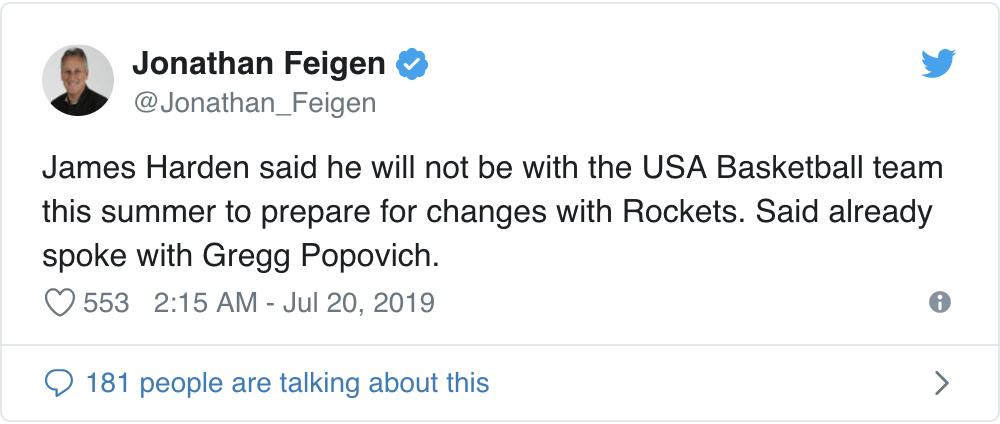 威哈实力算联盟最强？哈登退出男篮今夏苦练新绝技，为1承诺拼了