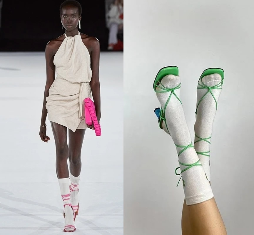 中长筒袜怎么搭才好看女,中长款袜日常搭配夏天