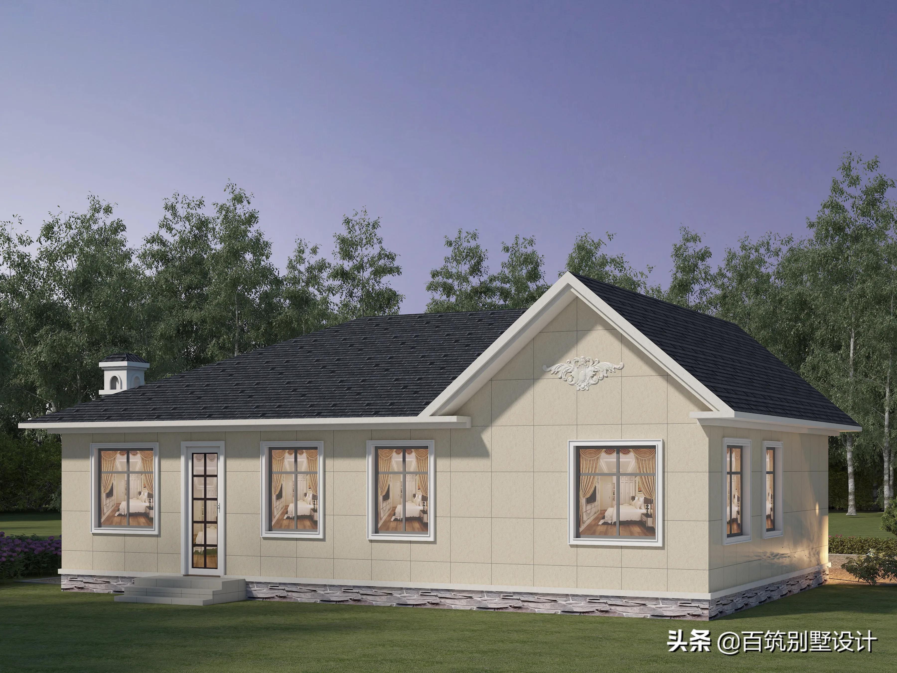 北方农村一层自建房带院子实景图,农村传统自建一层房屋效果图大全